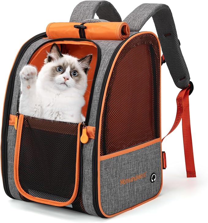 Montana West Cat Carrier Backpack for Small Medium Dog & Puppies with Blackout Curtains for Outdoor Adventures Travel Bag