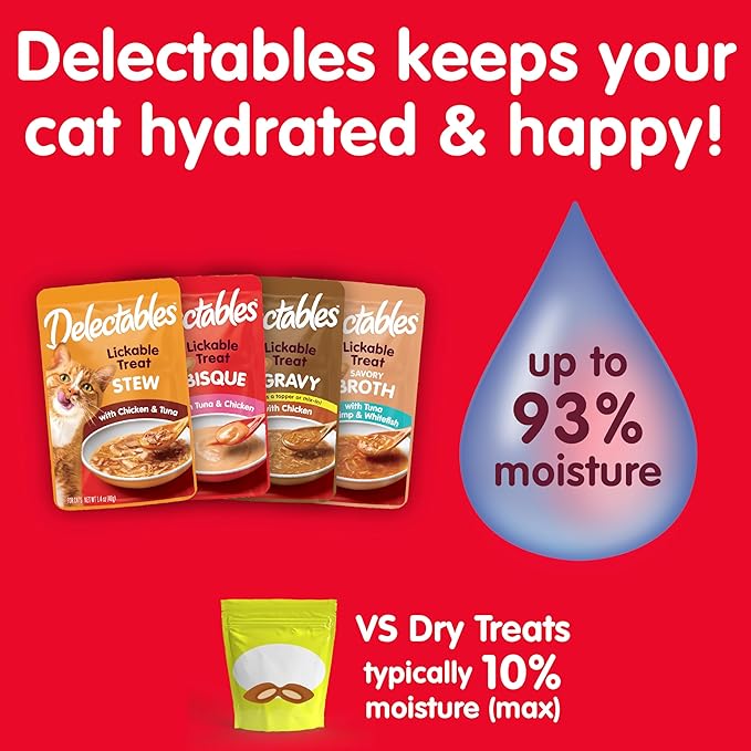 Hartz Delectables Bisque Lickable Cat Treats, Tuna & Chicken, 30 Count