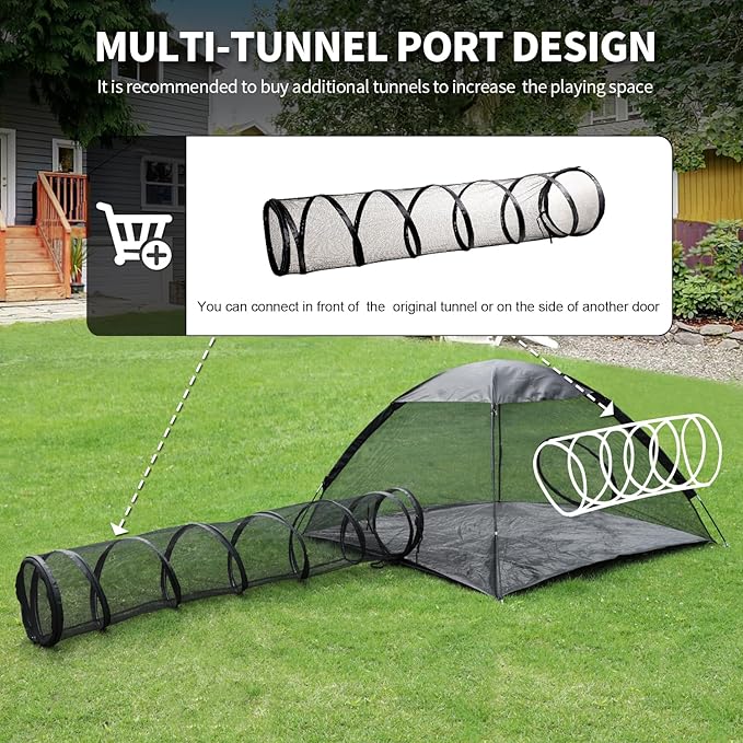 Rest-Eazzzy Cat Tent Outdoor, Pet Enclosure Tent Suitable for Cats and Small Animals, Indoor Playpen Portable Exercise Tent with Carry Bag(Pet Tent& Tunnel) M