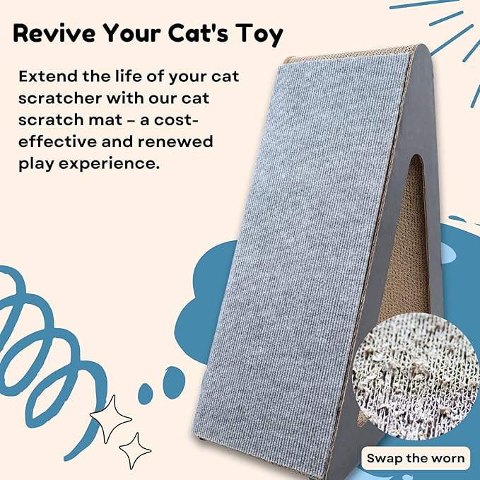 Cat Scratch Mat (Grey, 10-Pack), 23.6’’ x 11.8’’ Cat Wall Stracther, Versatile Self-Adhesive Replacement Easy Use for Cat Trees, Cat Wall Furniture, Scratching Posts, and Couch Protection