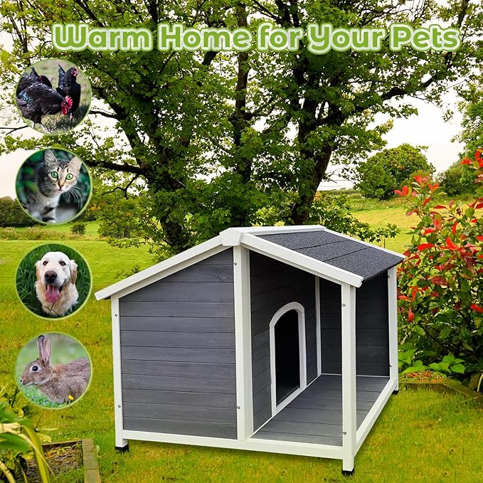Outdoor Wooden Dog House, Waterproof Dog Cage, Windproof and Warm Dog Kennel, Dog Crates for Medium Dogs Pets Animals Easy to Assemble