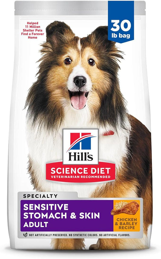 Hill's Science Diet Sensitive Stomach & Skin, Adult 1-6, Stomach & Skin Sensitivity Support, Dry Dog Food, Chicken Recipe, 30 lb Bag