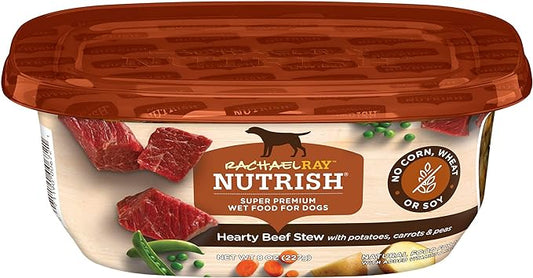 Rachael Ray Nutrish Premium Natural Wet Dog Food with Added Vitamins & Minerals, Hearty Beef Stew Recipe, 8 Ounce (Pack of 8)