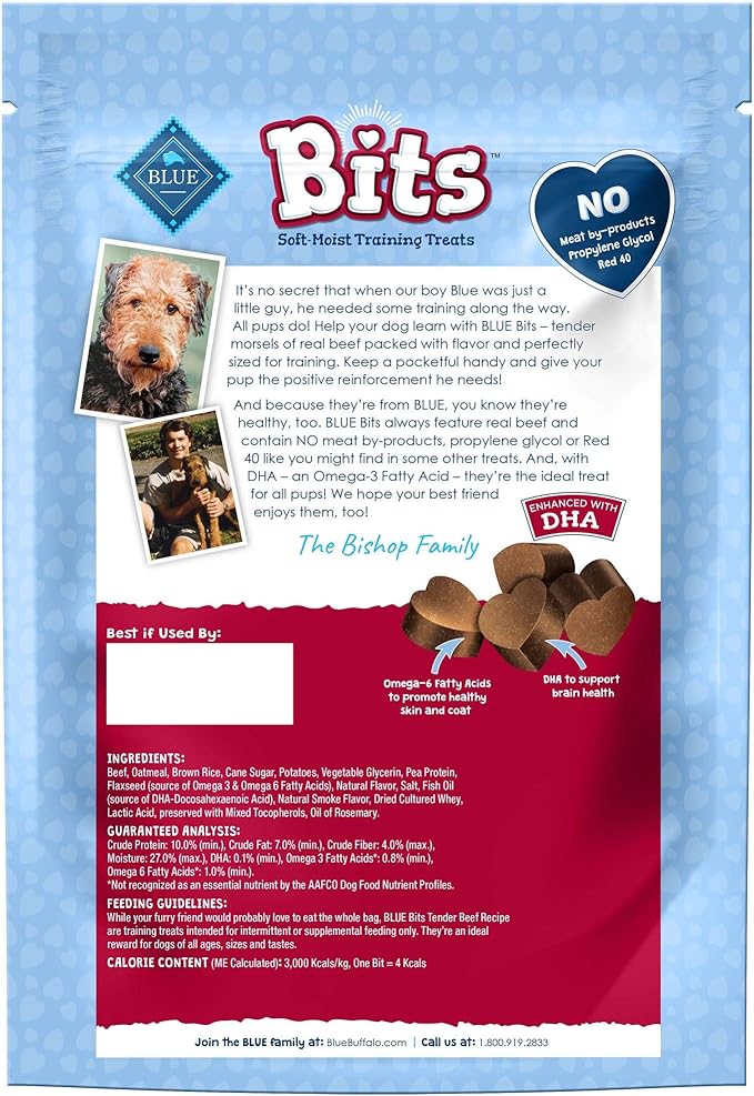 Blue Buffalo BLUE Bits Natural Soft-Moist Training Dog Treats, Beef Recipe 19-oz Bag