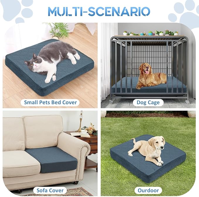 CHHKON Dog Bed Covers Replacement Washable Waterproof Pet Puppy Bed Cover for Dog, Cover Only (Blue,41x29x6 inch)