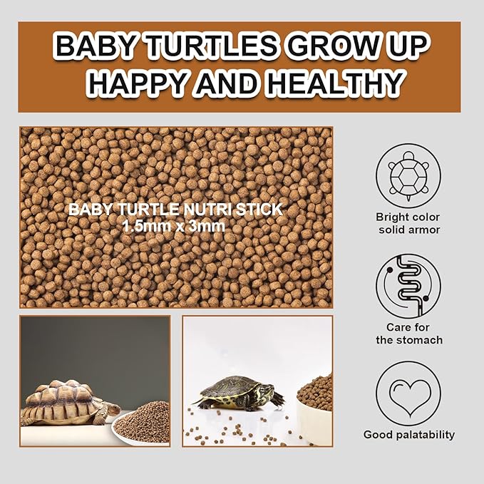 Aquatic Turtle Food Floating - Baby Turtle Nutri Stick All Natural Food for Aquatic Turtles Axolotl Bearded Dragon Crested Gecko Frogs (9 OZ)