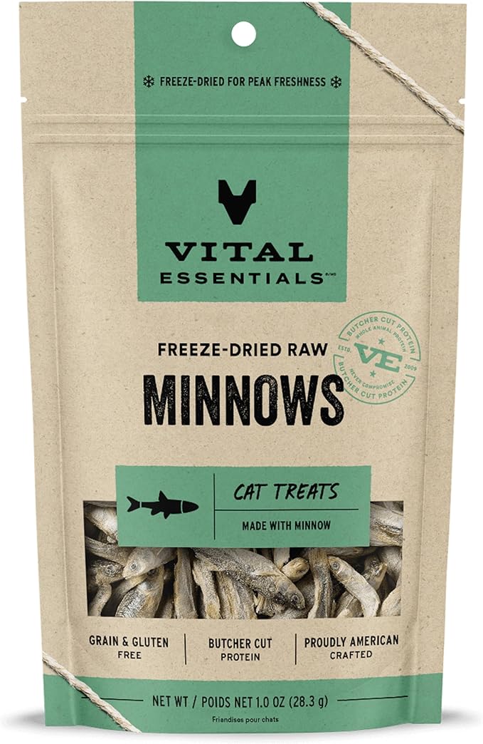 Vital Essentials Freeze Dried Raw Single Ingredient Cat Treats, Minnows, 1 oz