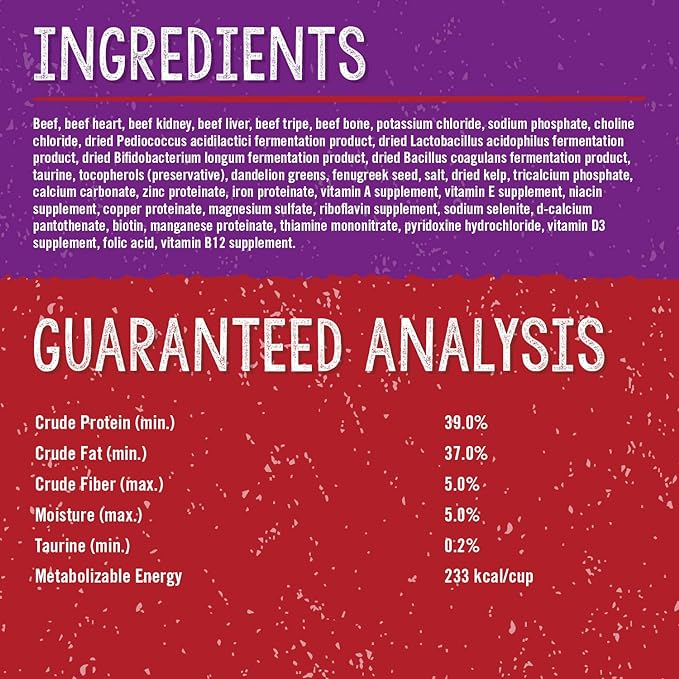Stella & Chewy's Freeze-Dried Raw Cat Dinner Morsels – Grain Free, Protein Rich Cat & Kitten Food – Bountiful Beef Recipe – 3.5 oz Bag