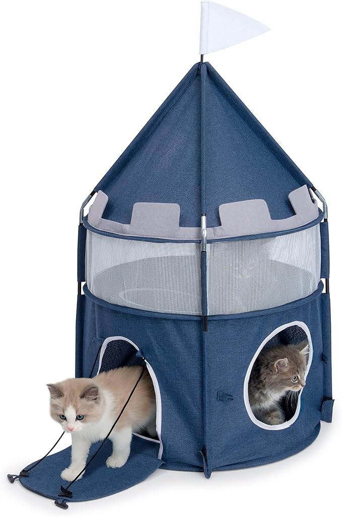 Catit Vesper Castle, Soft Cat Tower Hideout, Blue