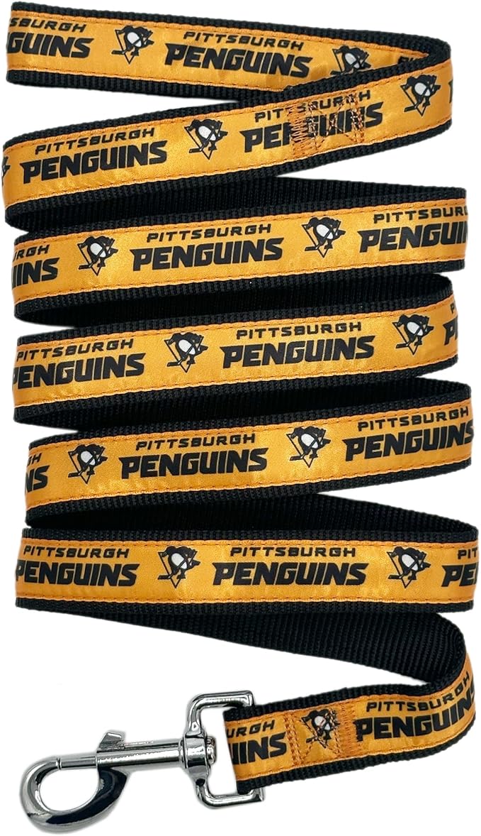 Pets First NHL Pittsburgh Penguins Leash for Dogs & Cats, Walk Cute & Stylish! The Ultimate Hockey Fan Leash!, Large (6 ft Long x 1 in Width) (PEN-3031-LG)