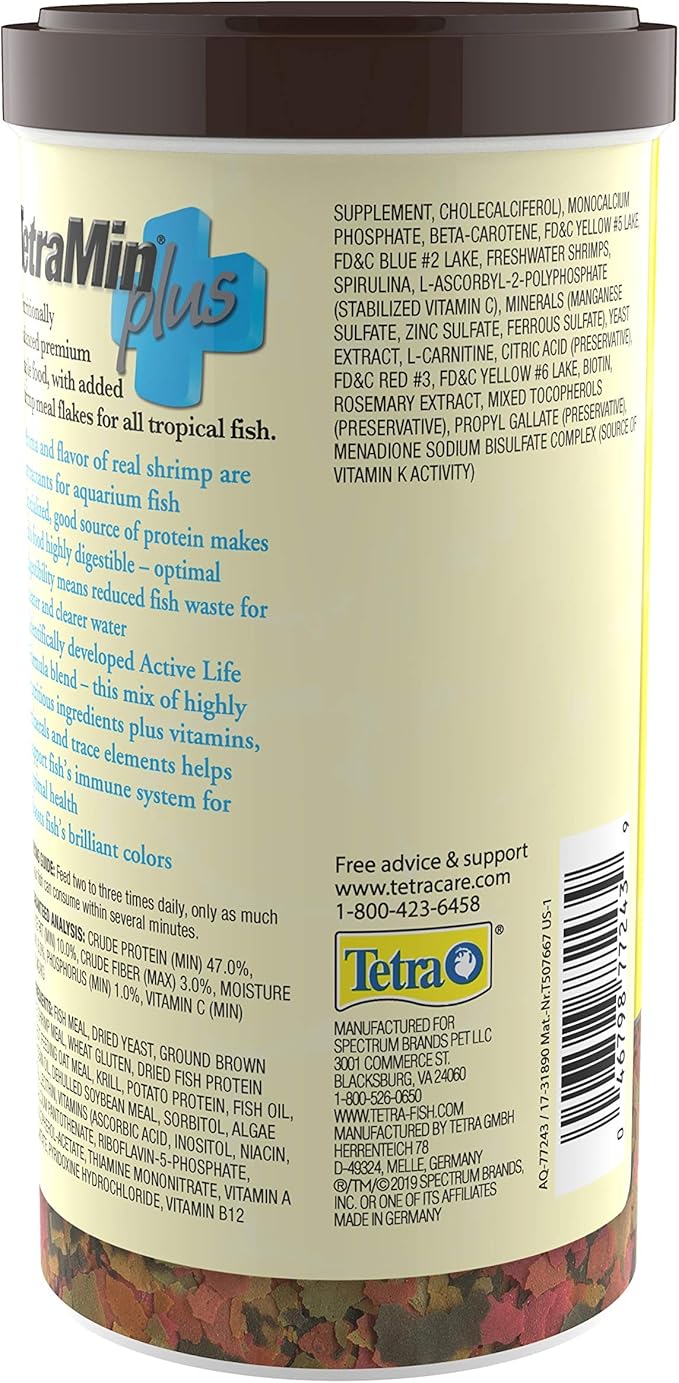 TetraMin Plus Tropical Flakes, Cleaner and Clearer Water Formula , 7.06 Oz (Pack of 12)