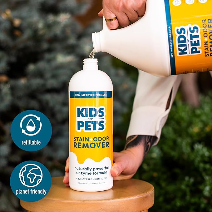 KIDS 'N' PETS - Instant All-Purpose Stain & Odor Remover – 27 fl oz - Permanently Eliminates Tough Stains & Odors – Even Urine Odors - No Harsh Chemicals, Non-Toxic & Child Safe, Multi-Color