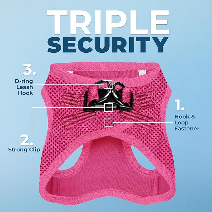 Voyager Step-in Air Dog Harness - All Weather Mesh Step in Vest Harness for Small and Medium Dogs and Cats by Best Pet Supplies - Harness (Fuchsia), XXX-Small