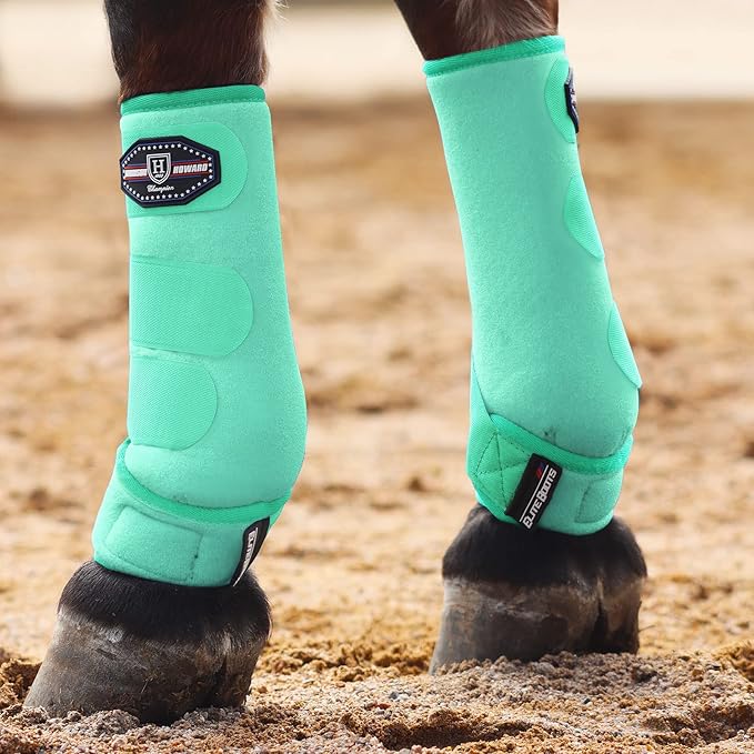 Harrison Howard Horse Sport Medicine Front Shock-Absorbing Boots All-Round Lower Limb Protection & Support Sport Boots Perfect for Endurance Training and Performance Pack of 2 Mint L