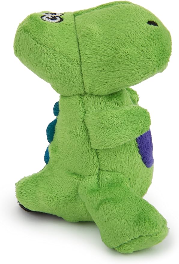 goDog Just For Me Dinos T-Rex Squeaky Plush Dog Toy, Chew Guard Technology - Green, Mini