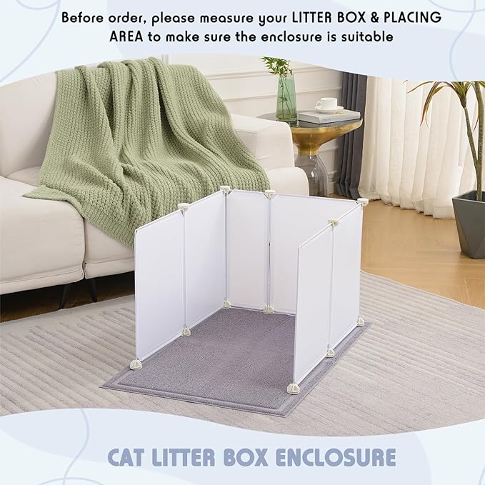 MEEXPAWS Cat Litter Box Enclosure Splash Guard Extra Large 28L × 21.5W x 18H inch with Cat Litter Mat Easy Clean (White)