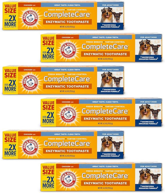 Arm & Hammer Complete Care Enzymatic Dog Toothpaste, 6.2 oz - 6 Pack | Dog Toothpaste for Puppies and Adult Dogs, Arm and Hammer Toothpaste for Dogs | Pet Dental Care for Clean Dog Teeth