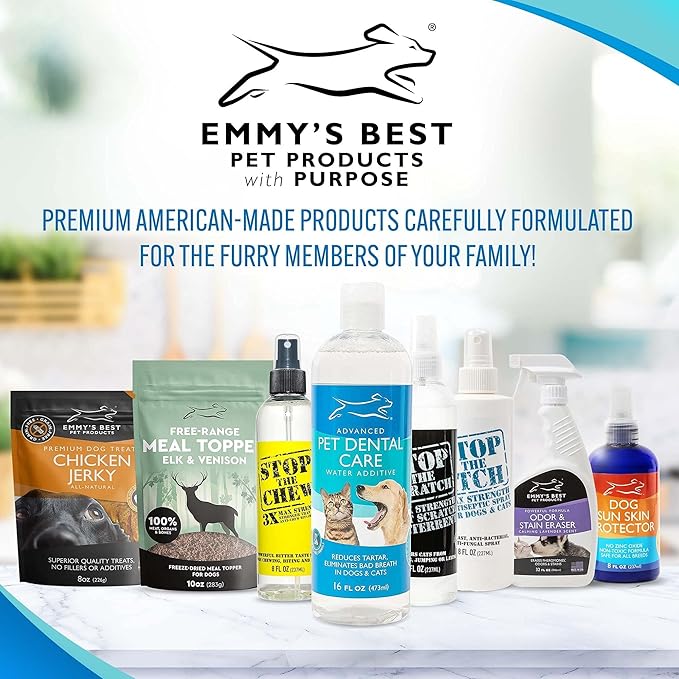 Emmy's Best EBPP Advanced Pet Dental Care Water Additive - Premium Cat & Dog Dental Care and Dog Breath Freshener - No Brush Formula Tartar & Plaque Remover for Dogs Teeth