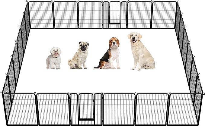 Yaheetech Heavy Duty Extra Wide Dog Playpen, 24 Panels Outdoor Pet Fence for Large/Medium/Small Animals Foldable Puppy Exercise Pen for Garden/Yard/RV/Camping 40 Inch Height x 32 Inch Width