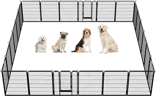 Yaheetech Heavy Duty Extra Wide Dog Playpen, 24 Panels Outdoor Pet Fence for Large/Medium/Small Animals Foldable Puppy Exercise Pen for Garden/Yard/RV/Camping 40 Inch Height x 32 Inch Width