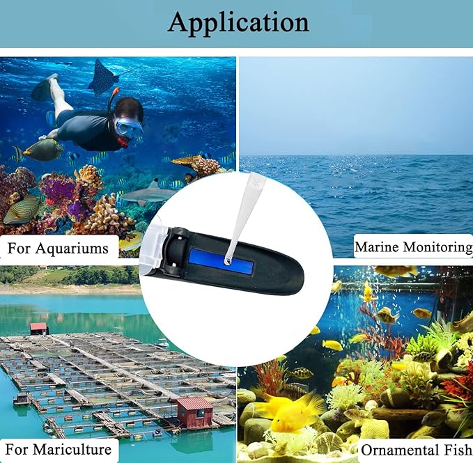 Professional Refractometer Saltwater Aquarium,High Accuracy Salinity Tester for Saltwater Aquarium, Marine Monitoring,Fish Tank 0-100 PPT with Automatic Temperature Compensation (ATC)
