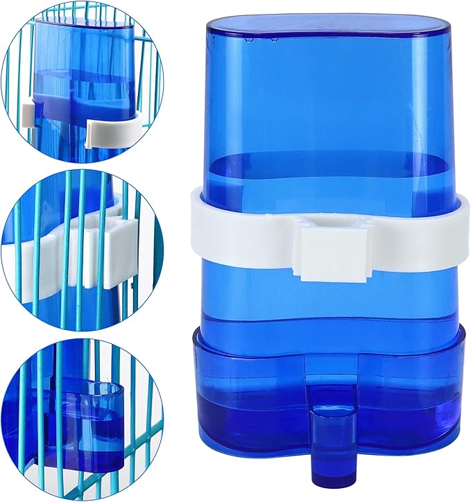 2 Pcs Automatic Bird Water Dispenser, Parrot Bird Water Feeder, Bottles Bird Drinker Seed Food Container, Parakeet Cage Accessories for Parakeet Budgies Cockatiel Small Birds Canary Finch (Blue)