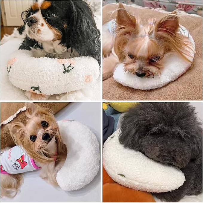 BABORUI Large Dog Calming Pillow for Dogs, U Shaped Dog Neck Pillow for Joint Relief Sleeping Improve, Machine Washable Pet Pillow for Dogs & Cats(White)