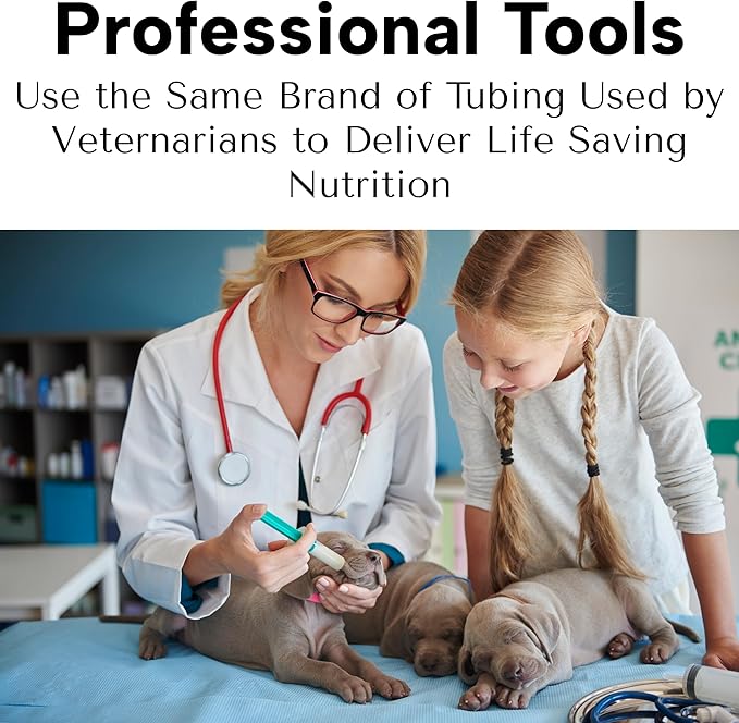 Tube Feeding Kit for Puppies Kittens Includes Kendall Puppy Feeding Tube 5 French and 12 Ml Syringe for Fading Puppy Support Whelping Kit or Baby Kitten Supplies (5 FR)