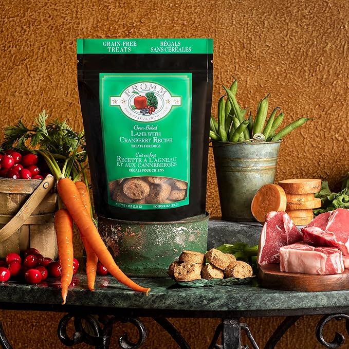 Fromm Four-Star Nutritionals Dog Treat Variety Pack - Premium Dog Snack Sample Pack (Chicken, Lamb, Parmesan, Salmon) - Pack of (4) 8 oz Bags