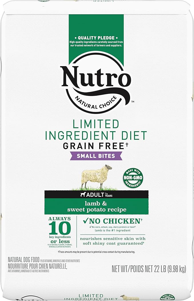 NUTRO Limited Ingredient Diet Small Bites Adult Dry Dog Food Lamb & Sweet Potato Dog Kibble, 22 lb. Bag