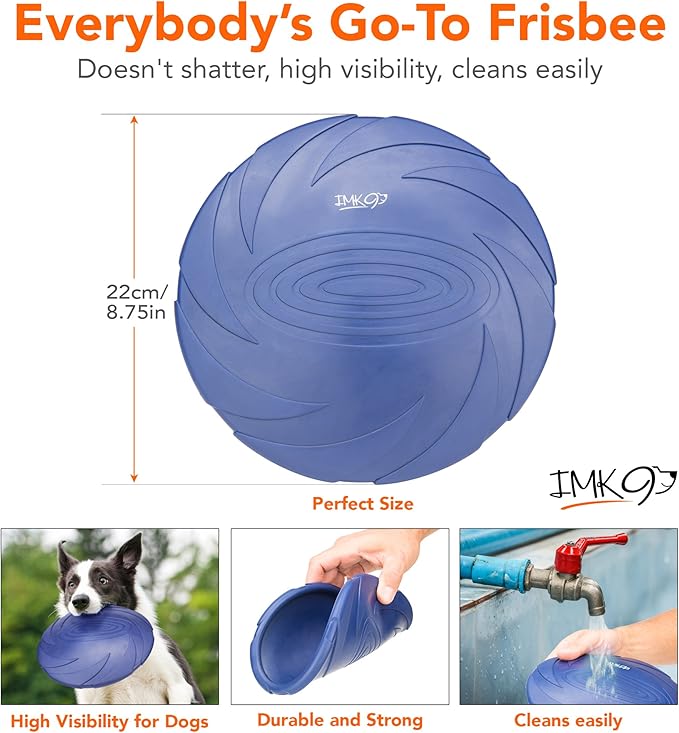 Frisbee Dog Toy - Soft Rubber Dog Frisbee for Large Dogs – Frizbee for Aggressive Play – Heavy Duty Durable Frisby for Pets – Safe, Lightweight, Flying Disc Toy for Training Fetch, Tug of War, Catch