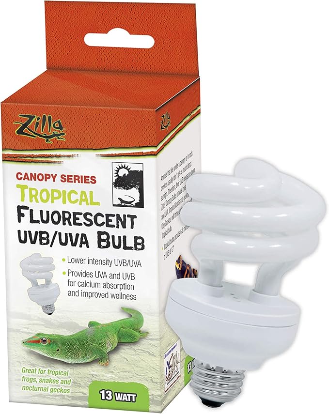 Zilla Canopy Series Fluorescent UVB/UVA Bulbs Tropical 13 W,White, 3.875 in