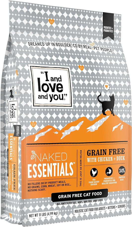 I and love and you Naked Essentials Dry Cat Food - Chicken + Duck - Grain Free, Real Meat, No Fillers, Prebiotics + Probiotics, 11lb Bag