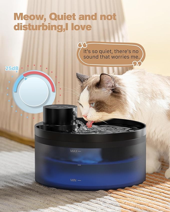 Battery Operated Cat Water Fountain: 108oz/3.2L Wireless Cat Fountain Motion Sensor Pet Water Fountain - Built-in 4200mAh Battery Quiet Water Fountains for Cats Indoor LED Light - GIOTOHUN