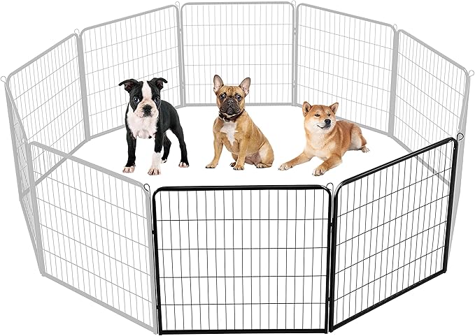 Yaheetech Dog Pen, 2 Panels 32 inch Height Pet Playpen for Puppy/Cat/Rabbit/Small Animals Heavy Duty Metal Exercise Barrier Dog Fence Accessories for Camping Garden Yard Black