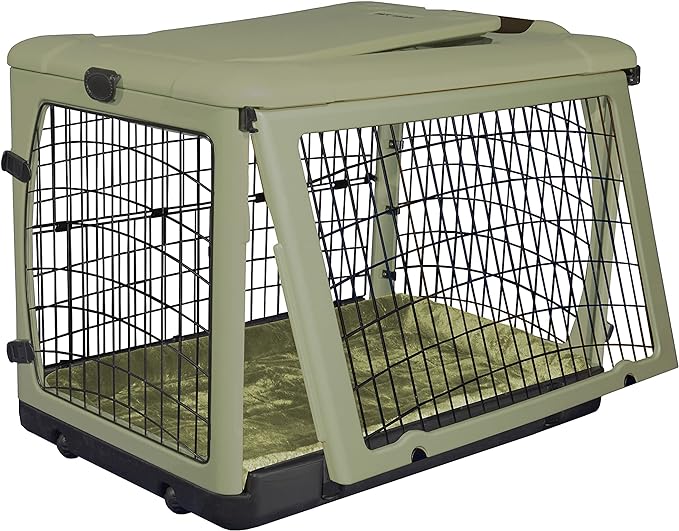 Pet Gear “The Other Door” 4 Door Steel Crate for Dogs/Cats with Garage-Style Door, includes Plush Bed + Travel Bag, No Tools Required, 3 Models, 3 colors