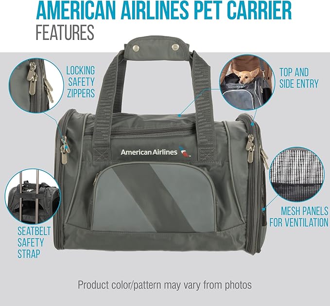 Sherpa American Airlines Travel Pet Carrier, Airline Approved & Guaranteed On Board - Charcoal Gray, Medium