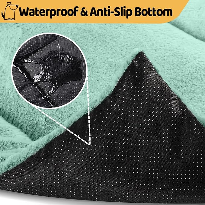 Dog Bed, Dog Crate Mat Washable, Ultra Soft & Anti-Slip Large Dog Bed Fit Dog Crates & Kennels, Suitable for Dogs Up to 70 lbs, 36" x 23", Green