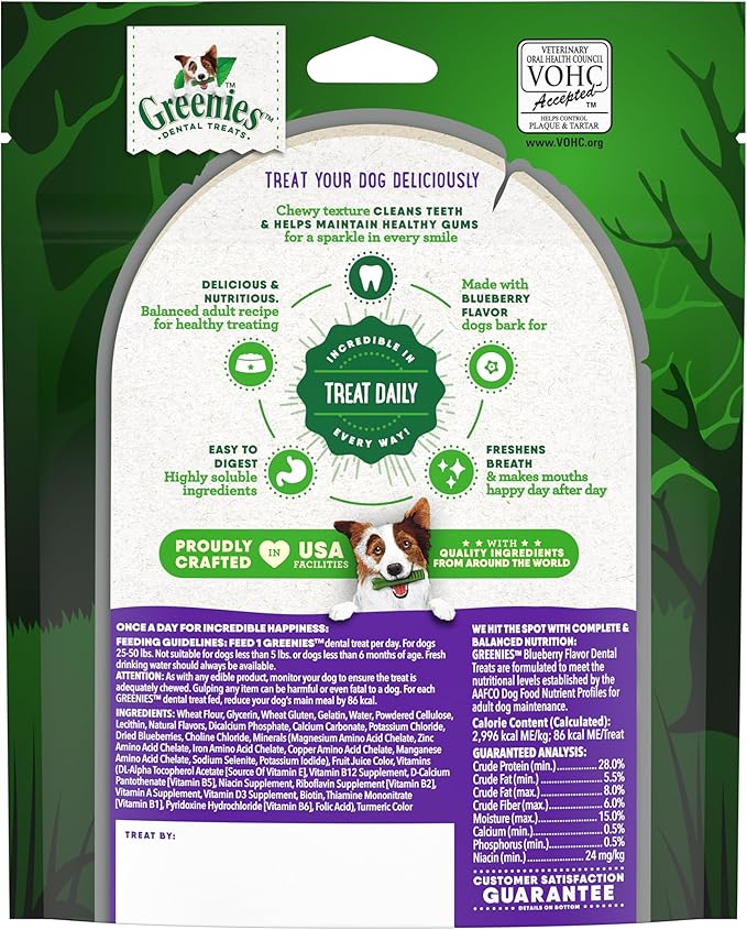 Greenies Regular Halloween Natural Dental Dog Chew Treats, ScaryBerry Blueberry Flavor , 6 oz. Pack (6-Count)