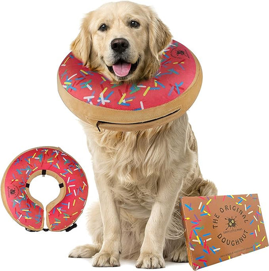 Inflatable Dog Colllar | Great Alternative to a Dog Cone or a Dog Cone Collar | Our Super Comfy Dog Donuts Make Excellent Recovery Collars for Dogs | Suitable for Large Dogs (Pink)