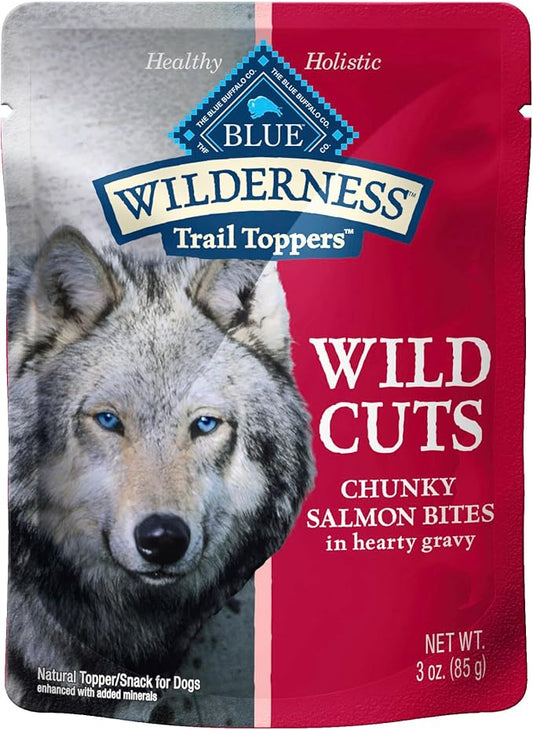 Blue Buffalo Wilderness Trail Toppers Wild Cuts Natural High-Protein Dog Wet Food, Salmon Bites in Hearty Gravy, 3-oz Pouch, 12 Count