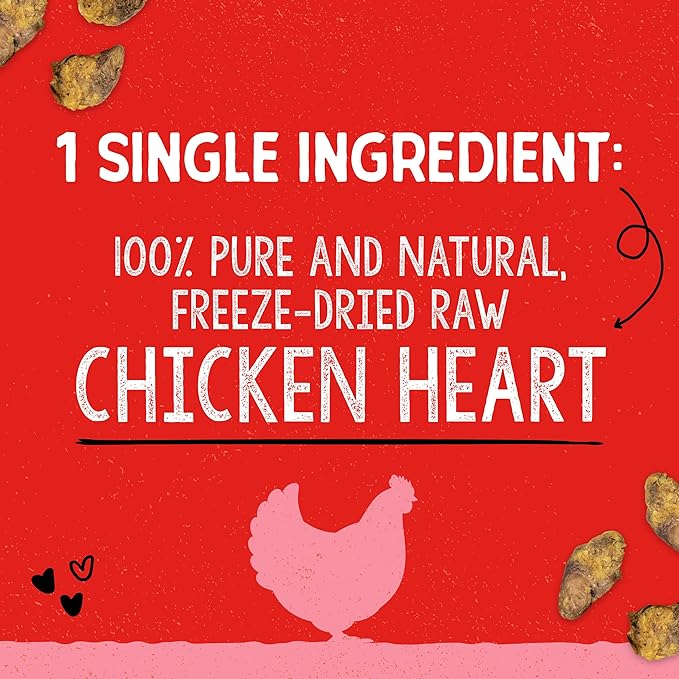 Stella & Chewy's Freeze-Dried Raw Single Ingredient Chicken Hearts Dog Treats, 11.5 oz. Bag