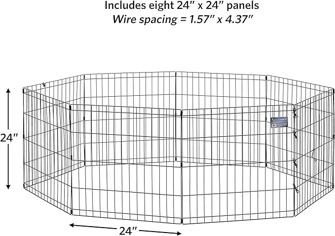 MidWest Homes for Pets Foldable Metal Dog Exercise Pen / Pet Playpen, 24'W x 24'H, 1-Year Manufacturer's Warranty