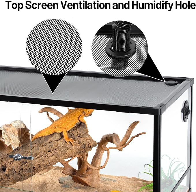 50 Gallon Reptile Tank, Glass Reptile Terrarium 36" x 18" x 18", Sliding Door, Top Ventilation, Cable Pass, Humidify Hole, Glass Reptile Cage Habitat for Bearded Dragon, Lizard, Snake, Gecko