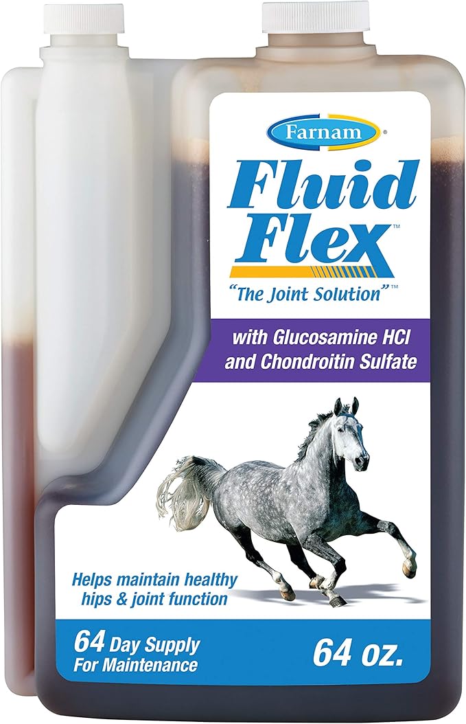 Farnam Fluidflex Liquid Joint Supplement for Horses, Helps maintain healthy hip & joint function, 64 ounces, 64 Day Supply