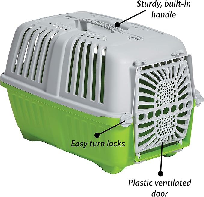 MidWest Homes for Pets Spree Travel Pet Carrier, Green | Hard-Sided Pet Kennel Ideal for Toy Dog Breeds, Small Cats & Small Animals | Dog Carrier Measures 19.1L x 12.5 W x 13H - Inches