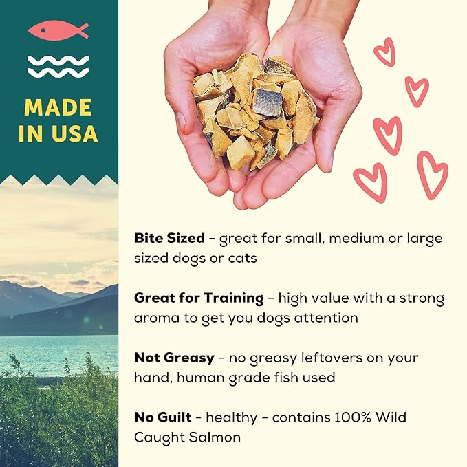 A Better Treat – Freeze Dried Salmon Dog Treats, Wild Caught, Single Ingredient | Natural High Value | Gluten Free, Grain Free, High Protein, Diabetic Friendly | Natural Fish Oil | Made in The USA