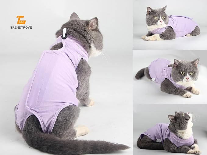 2PCS Cat Cone Collar and Cat Recovery Suit, Anti-Bite, Stop Licking Wounds, Adjustable Soft Elizabethan Cone, Cat Onesie for Female Cat After Surgery