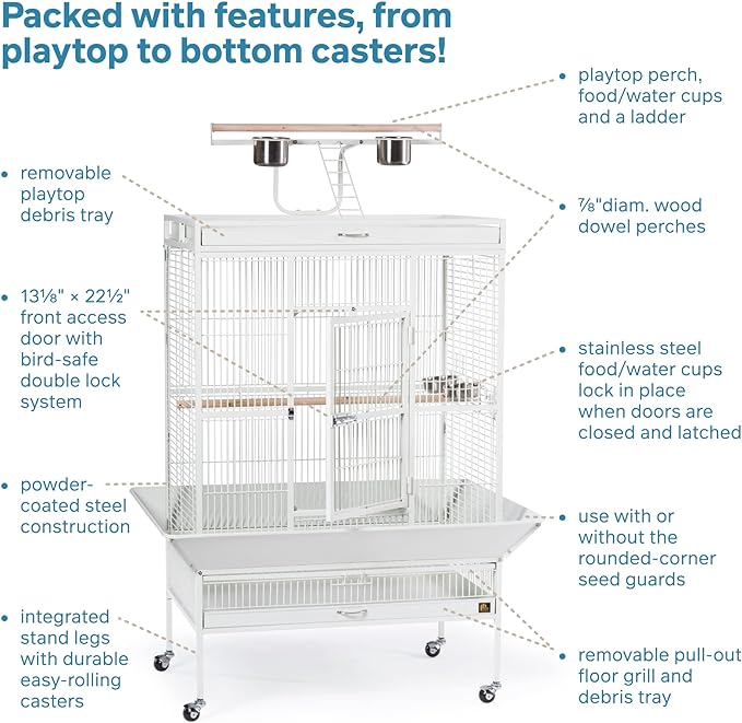 Prevue Pet Products Wrought Iron Select Bird Cage 3154C, Chalk White, 36-Inch by 24-Inch by 66-Inch