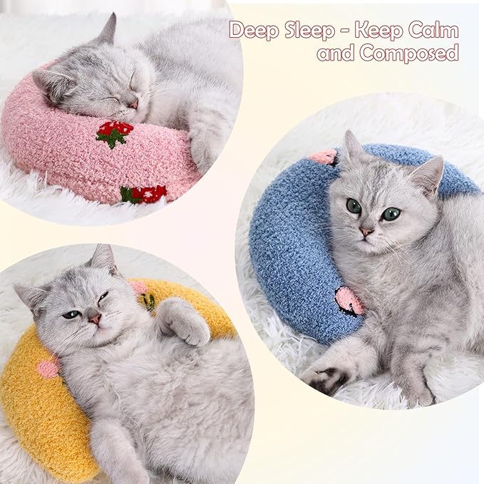 T'CHAQUE Soft Dog Bed Pillows, Ideal Naptime Sleeping Companion for Small Indoor Dogs and Cats, Pet Neck Pillow for Upper Spine Support, Cuddle Snuggle Doggy/Kitten Pillow Training Toy (3 Pack